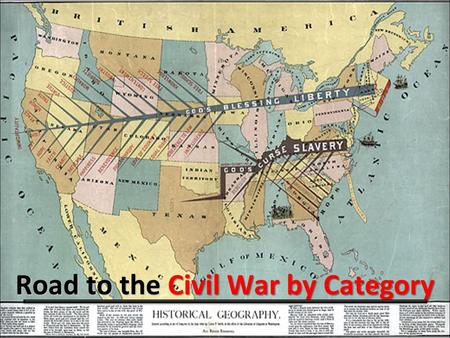 Road to the Civil War by Category. Social Social Economic Economic Socio-Economic Socio-Economic Political Political Regional Regional.