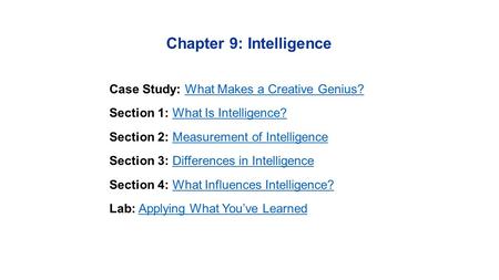 Chapter 9: Intelligence