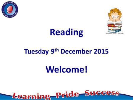 Reading Tuesday 9 th December 2015 Welcome!. New National Curriculum Key changes: - synthetic phonics - reading for pleasure - increased emphasis on reading.