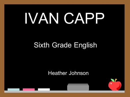 IVAN CAPP Heather Johnson Sixth Grade English. Who is he? Interjection Verb Adverb Noun Conjunction Adjective Preposition Pronoun.