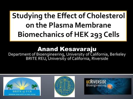 Anand Kesavaraju Department of Bioengineering, University of California, Berkeley BRITE REU, University of California, Riverside.