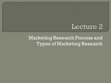 Marketing Research Process and Types of Marketing Research.