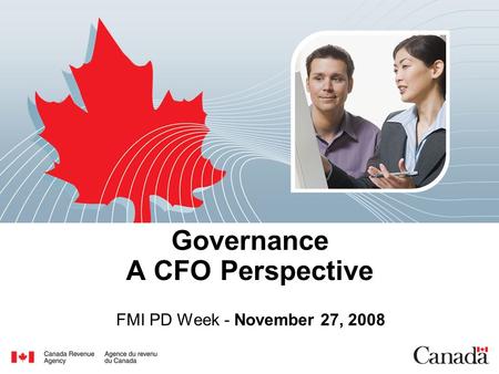 Governance A CFO Perspective FMI PD Week - November 27, 2008.
