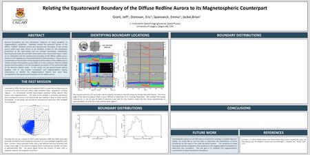 Relating the Equatorward Boundary of the Diffuse Redline Aurora to its Magnetospheric Counterpart Grant, Jeff 1 ; Donovan, Eric 1 ; Spanswick, Emma 1 ;