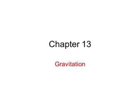 Chapter 13 Gravitation. 13.2 Newton’s Law of Gravitation Here m 1 and m 2 are the masses of the particles, r is the distance between them, and G is the.