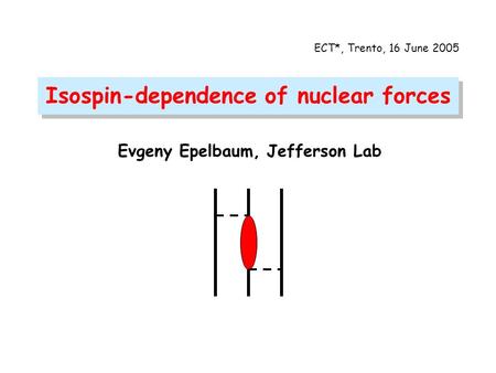 Isospin-dependence of nuclear forces Evgeny Epelbaum, Jefferson Lab ECT*, Trento, 16 June 2005.