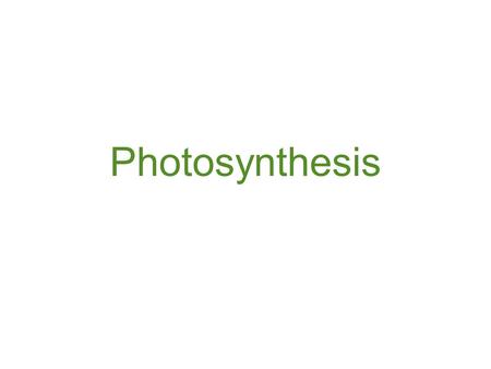 Photosynthesis. Photo = Light Synthesis = the making of something.