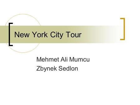 New York City Tour Mehmet Ali Mumcu Zbynek Sedlon.