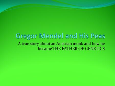 A true story about an Austrian monk and how he became THE FATHER OF GENETICS.