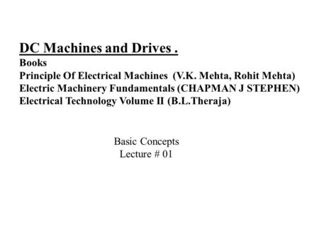 DC Machines and Drives . Books