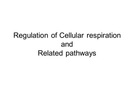 Regulation of Cellular respiration and Related pathways.