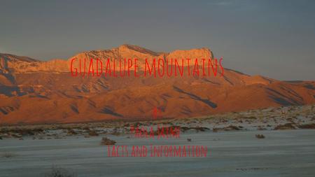 Guadalupe mountains By Paola Jaime Facts and Information.