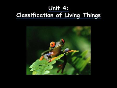 Unit 4: Classification of Living Things. Characteristics of Living Things All living things: 1. Have Cellular Organization 2. Share Chemicals of Life.