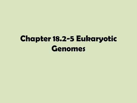 Chapter Eukaryotic Genomes