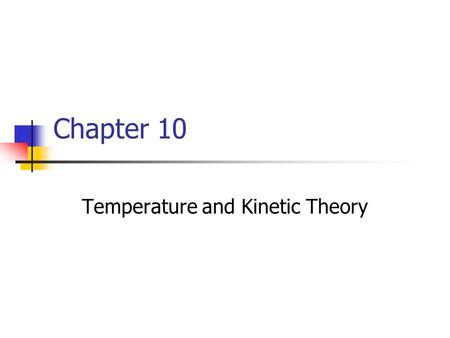 Temperature and Kinetic Theory