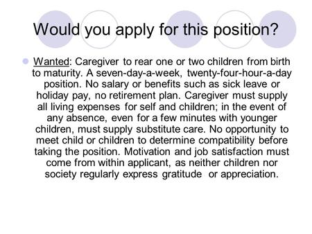 Would you apply for this position?