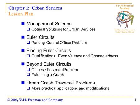 Chapter 1: Urban Services Lesson Plan