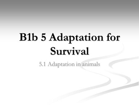 B1b 5 Adaptation for Survival