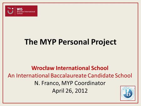 The MYP Personal Project