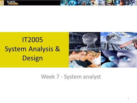 1 Week 7 - System analyst IT2005 System Analysis & Design.