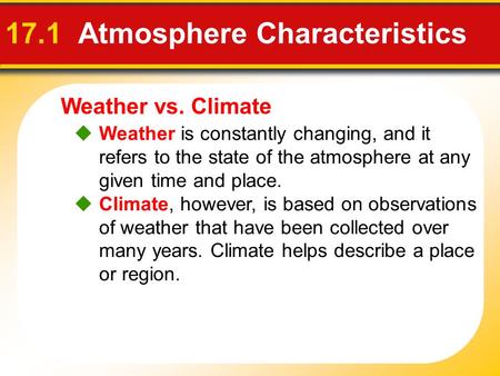 17.1 Atmosphere Characteristics
