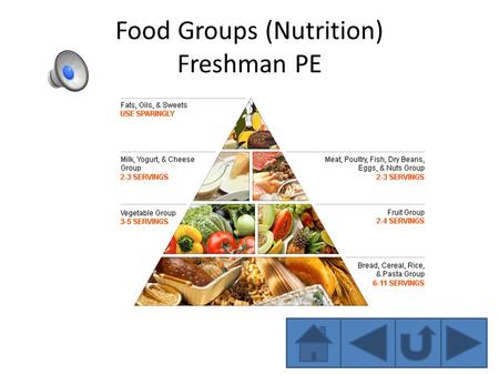 Food Groups (Nutrition) Freshman PE Grains Examples: Pasta, bread, rice, cereal. Benefits: Grains are full of B vitamins (thiamin, riboflavin, and niacin)