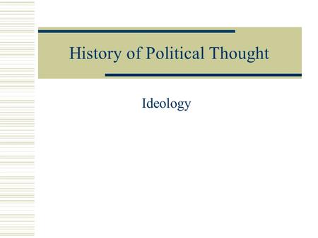 History of Political Thought Ideology. Overview  Definition  Components of  The Political Spectrum.