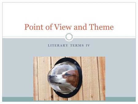LITERARY TERMS IV Point of View and Theme. POINT OF VIEW An automobile accident occurs. Two drivers are involved. Witnesses include four sidewalk spectators,