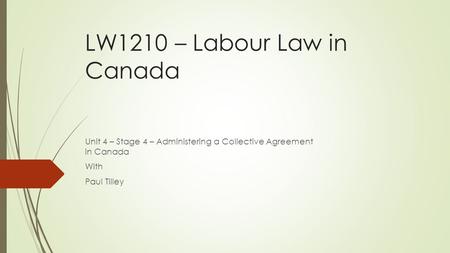 LW1210 – Labour Law in Canada