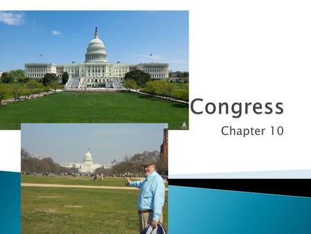 Chapter 10.  Congress makes laws  Bicameral – made up of two houses, the House of Representatives and the Senate  Gives fair representation to both.