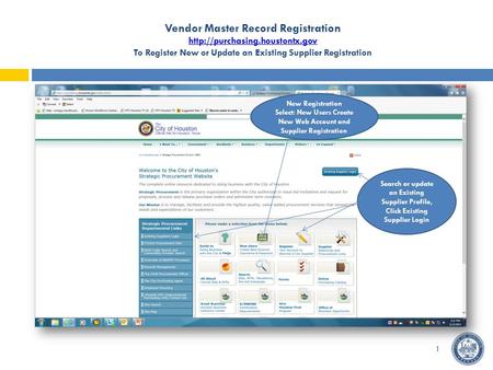 Vendor Master Record Registration  To Register New or Update an Existing Supplier Registration