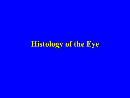 Histology of the Eye.