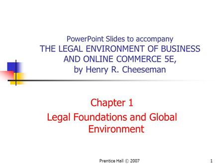 Chapter 1 Legal Foundations and Global Environment