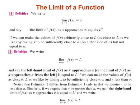 The Limit of a Function. Home Calculating Limits Using the Limit Laws.