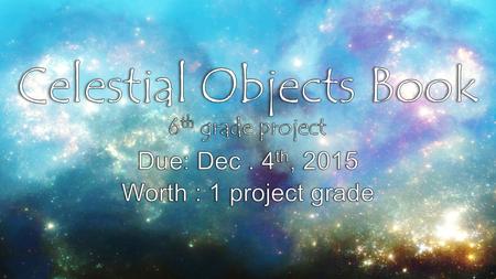 Objective: Student will create a project to compare / contrast celestial objects in space. TEK: 6.11 A/B Items to be included… The Inner Planets (Mercury,