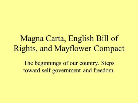 Magna Carta, English Bill of Rights, and Mayflower Compact
