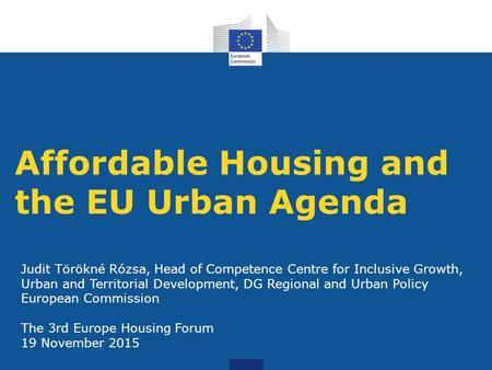 Affordable Housing and the EU Urban Agenda