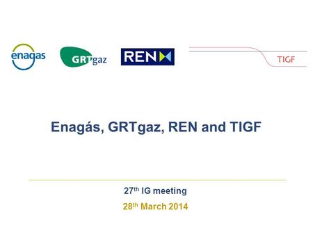 27 th IG meeting 28 th March 2014 Enagás, GRTgaz, REN and TIGF.