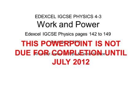 EDEXCEL IGCSE PHYSICS 4-3 Work and Power