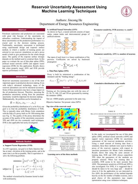 Reservoir Uncertainty Assessment Using Machine Learning Techniques Authors: Jincong He Department of Energy Resources Engineering AbstractIntroduction.
