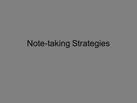 Note-taking Strategies