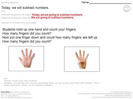 DataWORKS Educational Research (800) 495-1550  © 2011 All rights reserved. Comments? 1 st Grade Number Sense.