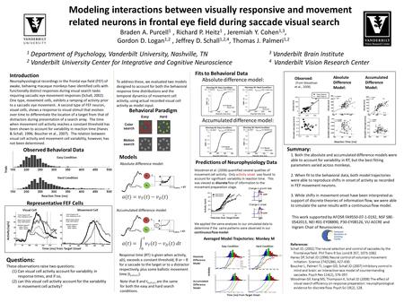 Modeling interactions between visually responsive and movement related neurons in frontal eye field during saccade visual search Braden A. Purcell 1, Richard.