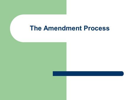 The Amendment Process. Formal Amendment Process Article V says we can amend the Constitution 2/3 of each house, ¾ of state legislatures Proposed by Congress,