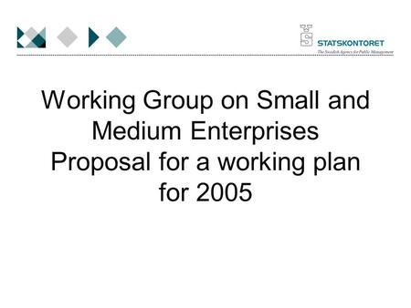 Working Group on Small and Medium Enterprises Proposal for a working plan for 2005.