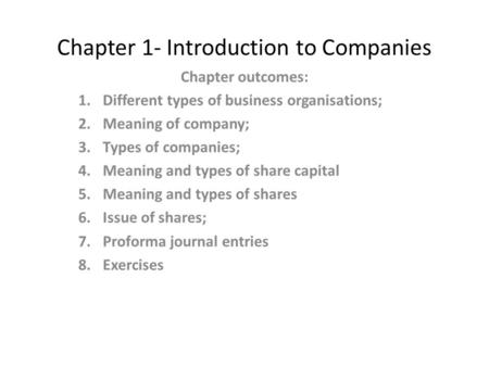 Chapter 1- Introduction to Companies