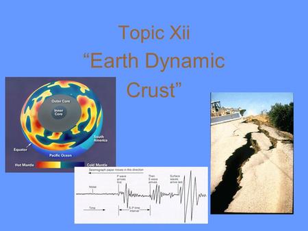 Topic Xii “Earth Dynamic Crust” I. Evidence of Crustal Movement: A. Original Horizontality: assumes that sedimentary rock is deposited in flat layers.
