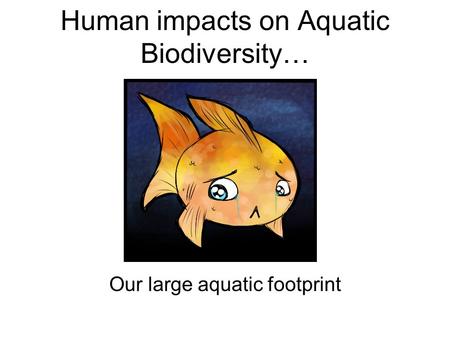 Human impacts on Aquatic Biodiversity… Our large aquatic footprint.