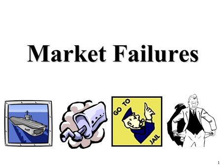 Market Failures 1. Review 1.Define Market Failure. 2.Identify the three market failures we have learned so far in this unit. 3.Explain why are public.