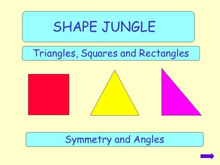 SHAPE JUNGLE Triangles, Squares and Rectangles Symmetry and Angles.